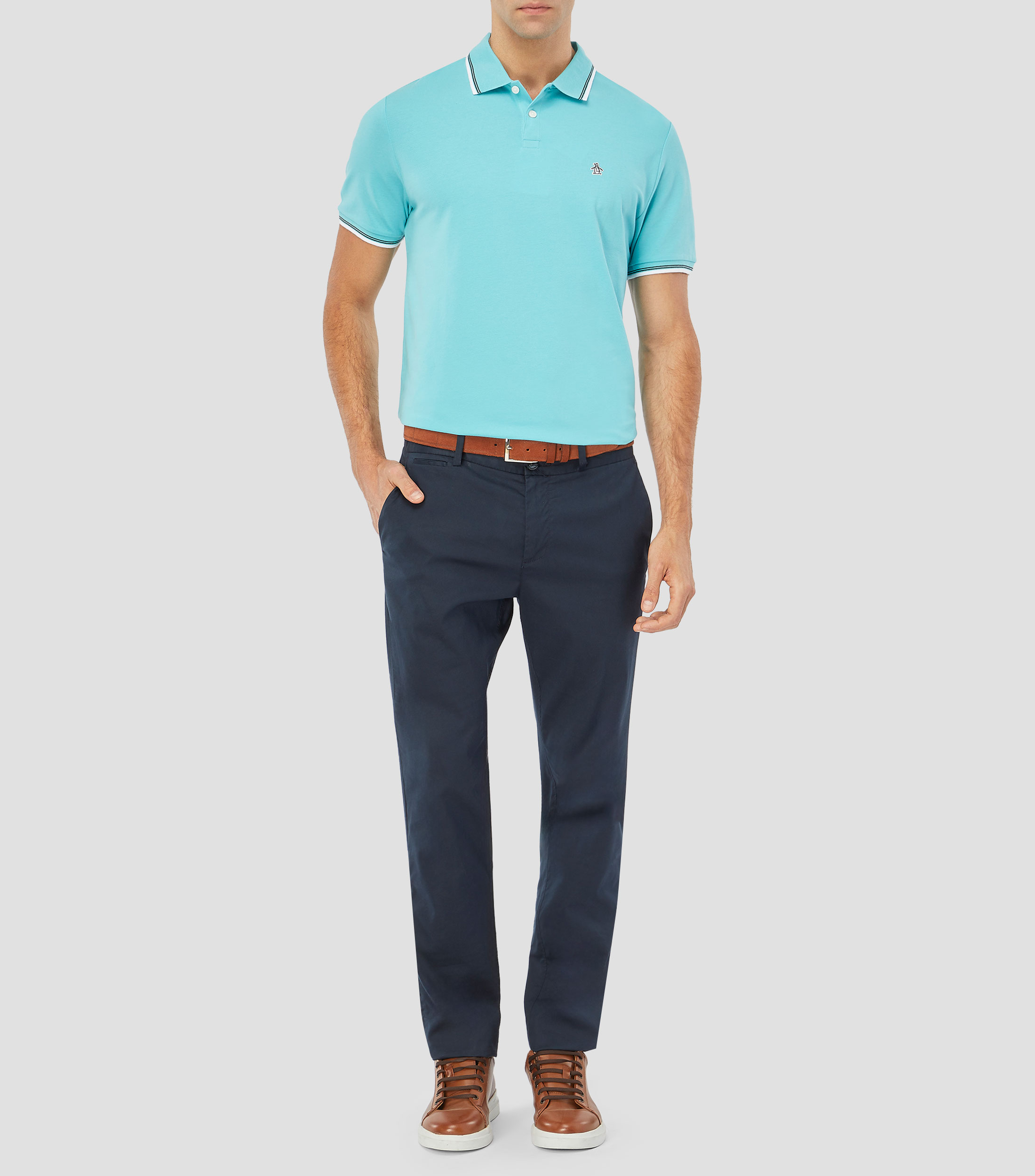 Playera tipo polo manga corta lisa Hombre